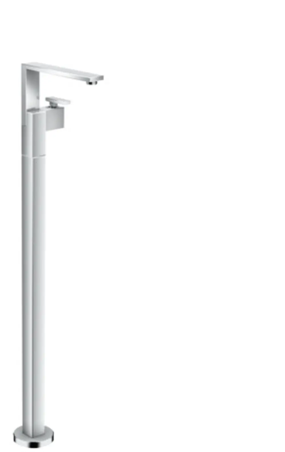 Einheiten-Vorwand-Waschtischmischer in chromfarbener Ausführung von AXOR, mit einem schlanken, modernen Design. Der Wasserhahn hat einen langen, geraden Auslauf und eine Push-Open Ablaufgarnitur.